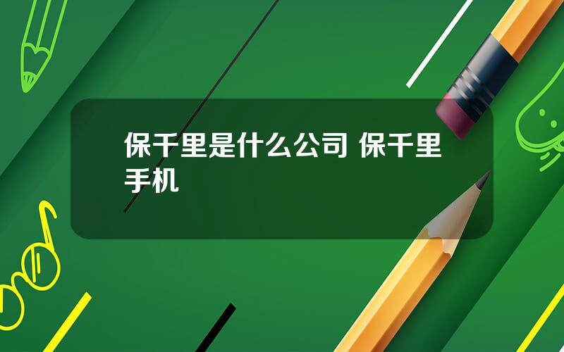 保千里是什么公司 保千里手机